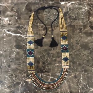 Boho Beaded Necklace with Adjustable Pull Straps